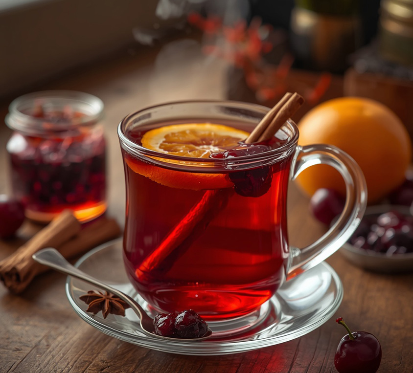 Przepis na herbatę Cherry Black z pomarańczą i cynamonem